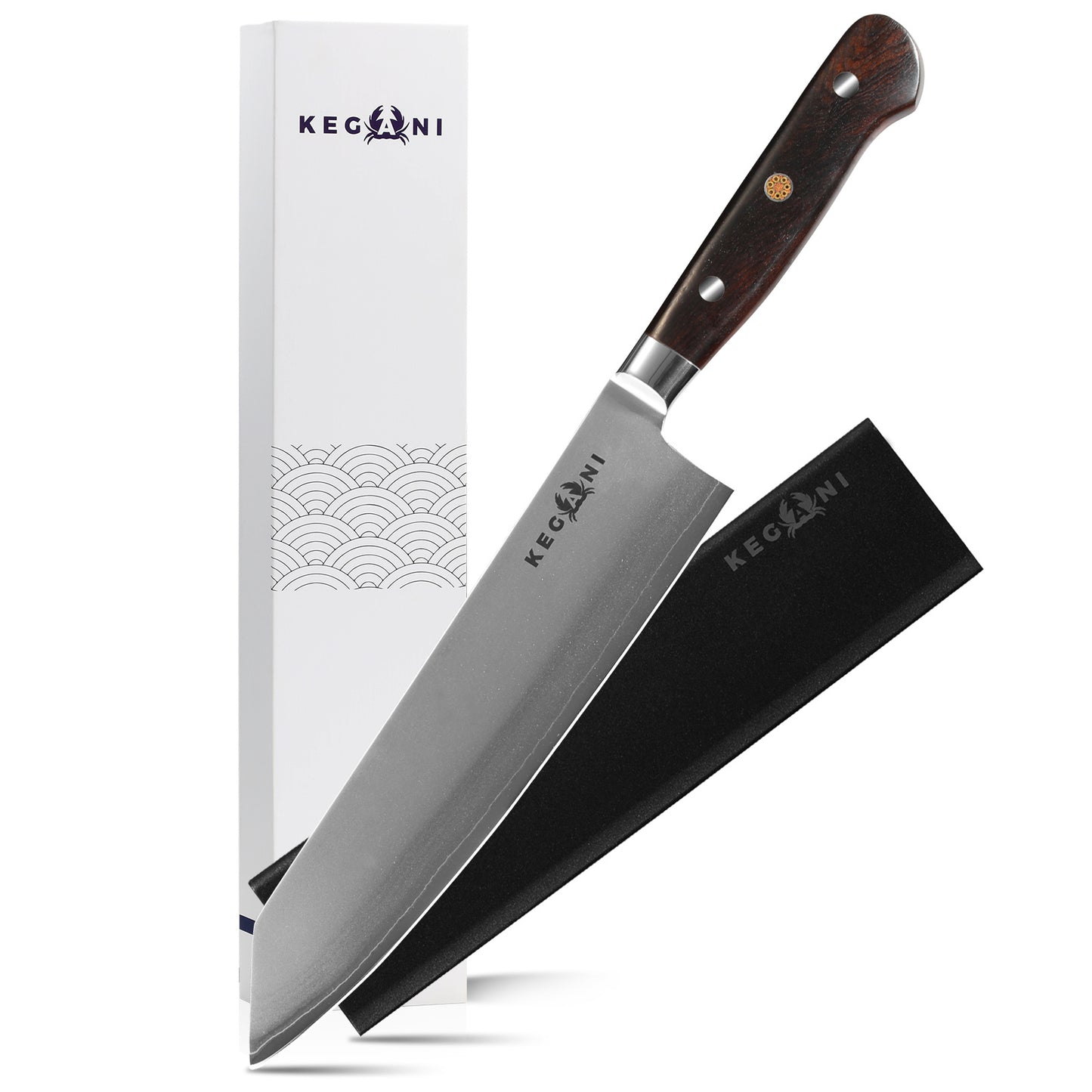 KEGANI Japanese Kiritsuke Knife – 9-Layer VG-10 Steel 8" Chef’s Knife with Ergonomic Handle