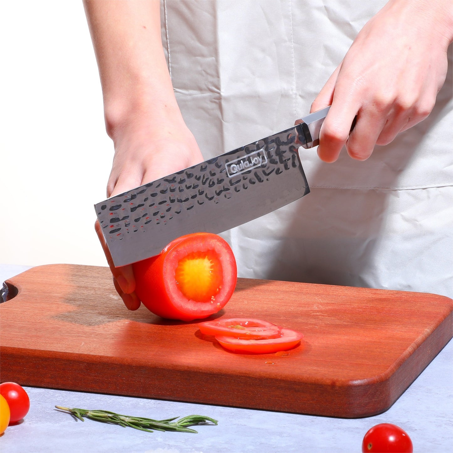 Qulajoy Japanese Nakiri Knife – Hand-Forged 7" High Carbon Steel with Olive Wood Handle