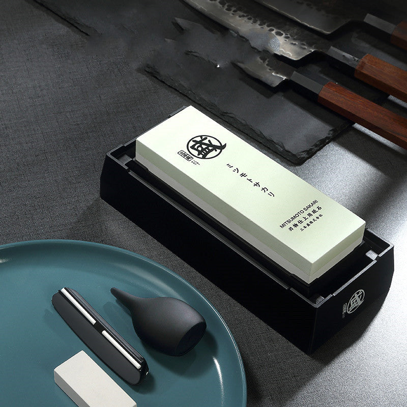 Japanese Premium Whetstone Knife Sharpening Set – Traditional Double-Sided Grindstone in Gift Box