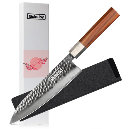 Qulajoy Japanese Nakiri Knife – Hand-Forged 7" High Carbon Steel with Olive Wood Handle