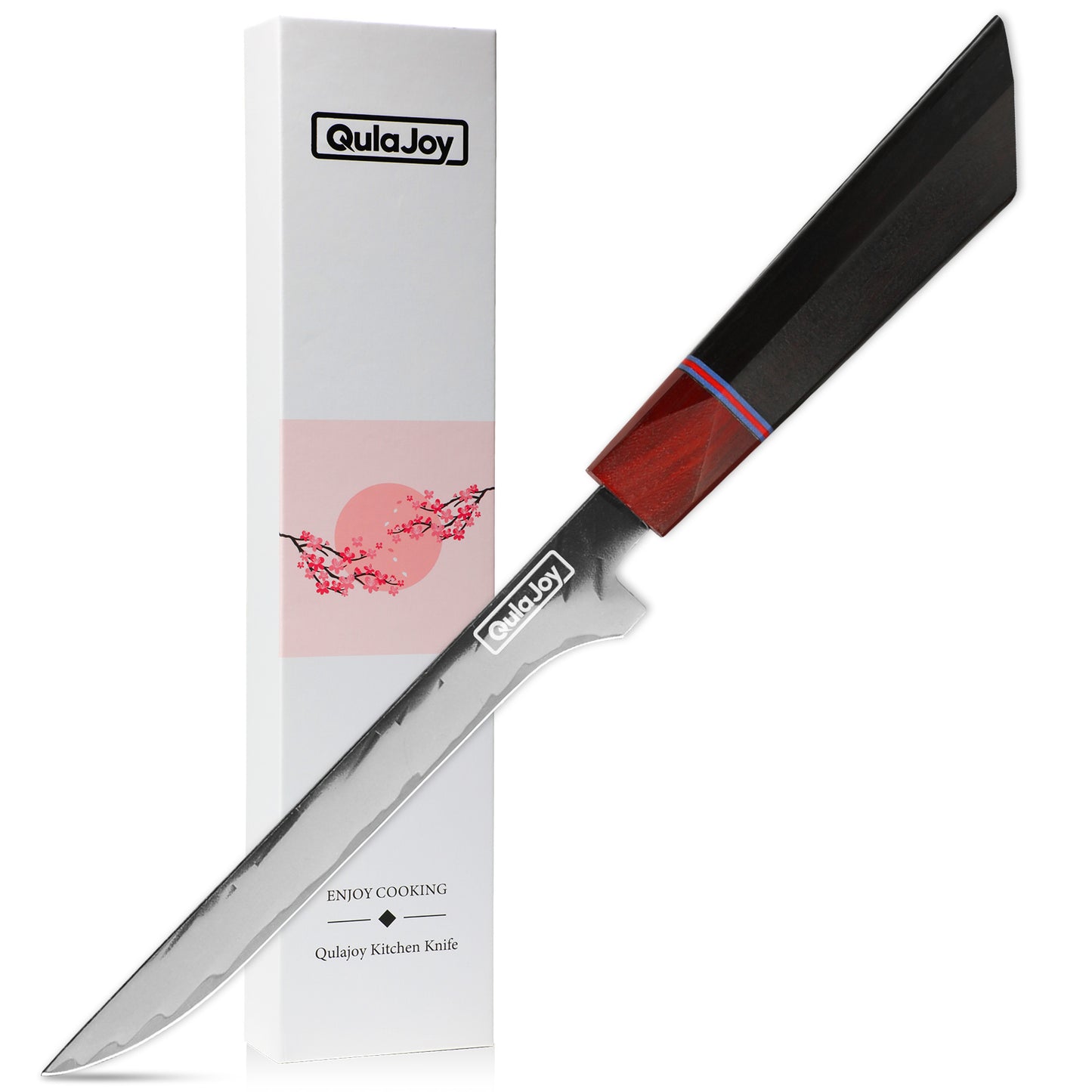 Qulajoy Japanese Boning Knife – Hand-Forged High Carbon Steel with Sandalwood Handle