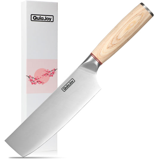 Japanese 6.5" Cleaver Knife – High Carbon Stainless Steel Chef’s Knife with Wooden Handle